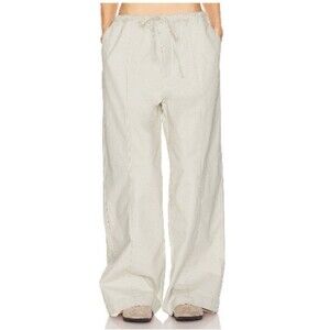 Helsa Workwear Drawcord Pants Cream Wide Leg Trousers Cotton Size Small Revolve